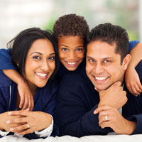 family smiling dental health